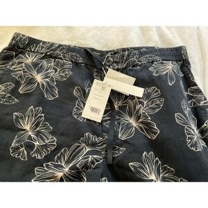 Vince Mens Navy Floral Linen Blend Drawstring Shorts M08592760 Large NEW